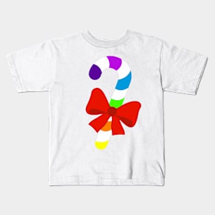 RAINBOW MULTICOLORED CHRISTMAS CANDY CAN WITH RED BOW Kids T-Shirt